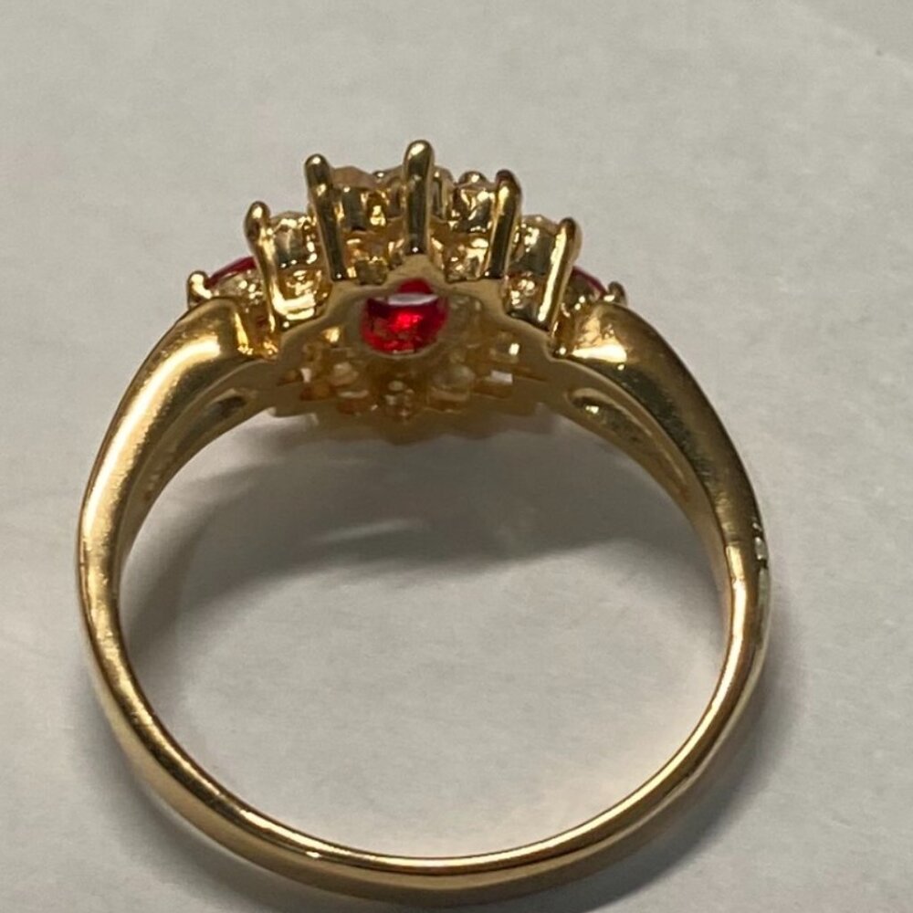 Ruby Red Cz Diamond Statement Ring Size 13 - image 3